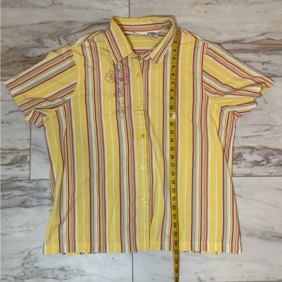 Blair Yellow Striped Short Sleeve Button-Up Shirt Size 2XL - Picture 5 of 8